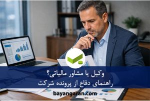 وکیل یا مشاور مالیاتی در حال بررسی پرونده شرکت
